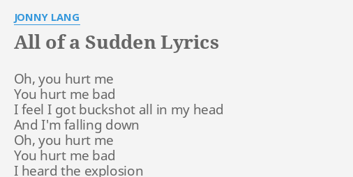 all of a sudden lyrics