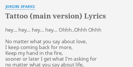 tattoo main version lyrics