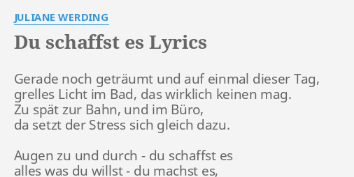 Zu und es schaffst augen du durch Unterführung unter