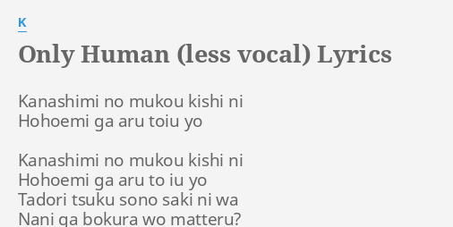 Only Human Less Vocal Lyrics By K Kanashimi No Mukou Kishi