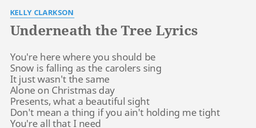 Underneath The Tree Lyrics By Kelly Clarkson You Re Here Where You