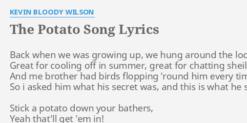 "THE POTATO SONG" LYRICS by KEVIN B***** WILSON: Back when we was...