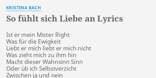 Wie fühlt sich lieben an
