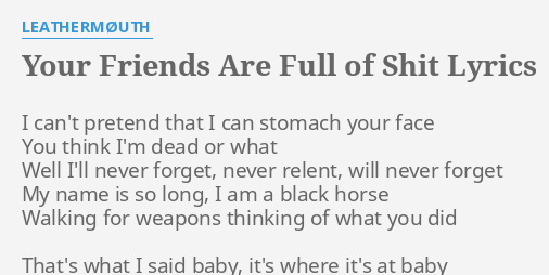 Your Friends Are Full Of S Lyrics By Leathermouth I Can T Pretend That