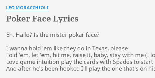 Poker face poker face lyrics counting cards poker