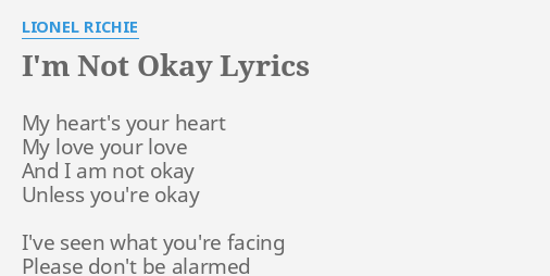 I Am Not Okay Lyrics