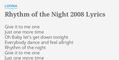 dance to the rhythm of the night lyrics