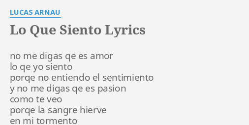 Lo Que Siento Lirik