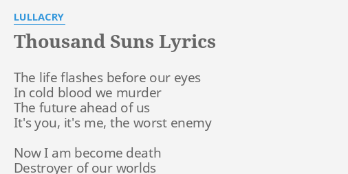 may the light of a thousand suns lyrics