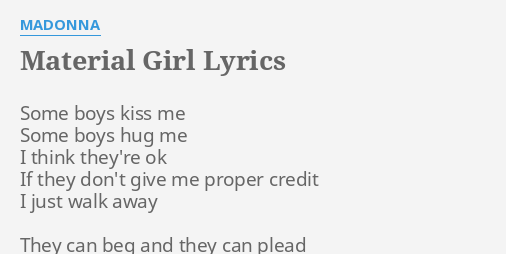 Madonna Material Girl Lyrics Lyricswalls