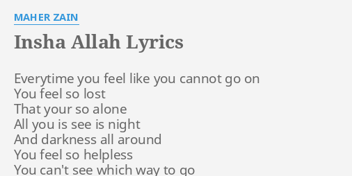 Allah you maher thank lyrics zain Maher zain