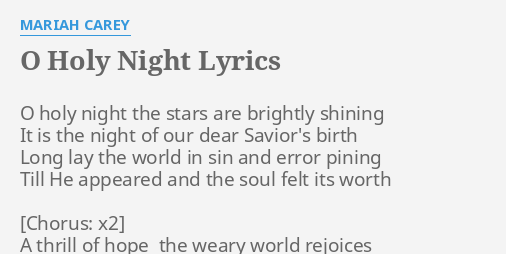 O Holy Night - Mariah Carey (Lyrics) 🎵 