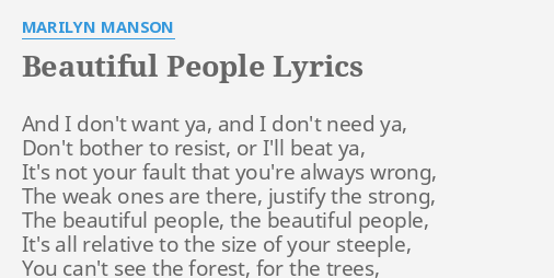 Beautiful People Songtext By Marilyn Manson And I Don T Want