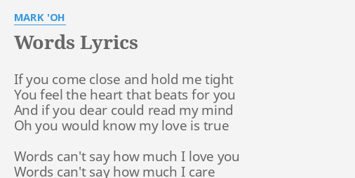 Mark my words lyrics