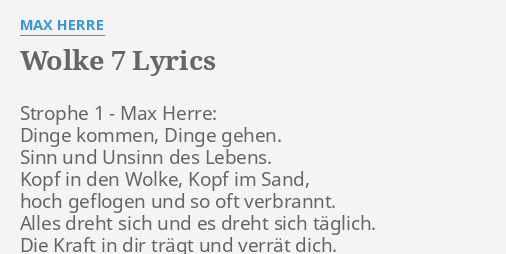 "WOLKE 7" LYRICS by MAX HERRE Strophe 1 Max...