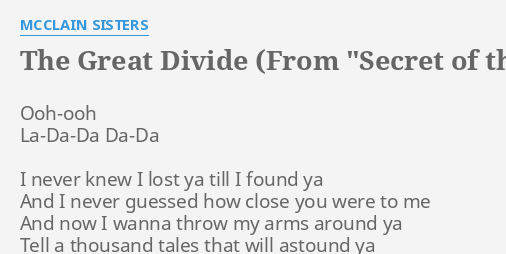 THE GREAT DIVIDE FROM