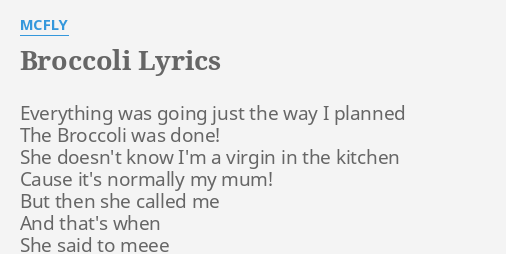 Broccoli Lyrics By Mcfly Everything Was Going Just