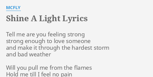mcfly shine a light lyrics
