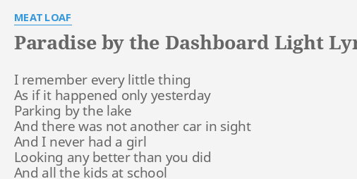 paradise by dashboard light lyrics