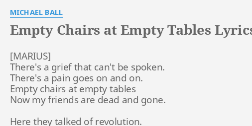 Empty Chairs At Empty Tables Lyrics By Michael Ball There S A