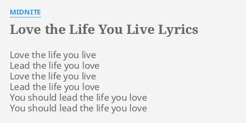 Love The Life You Live Lyrics By Midnite Love The Life You