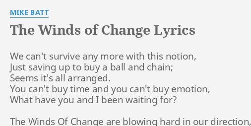 mike batt the winds of change songtext