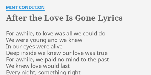 Lyrics love is gone Songtext von