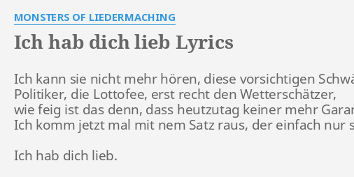 ich hab dich lieb lyrics by monsters of liedermaching ich kann sie nicht
