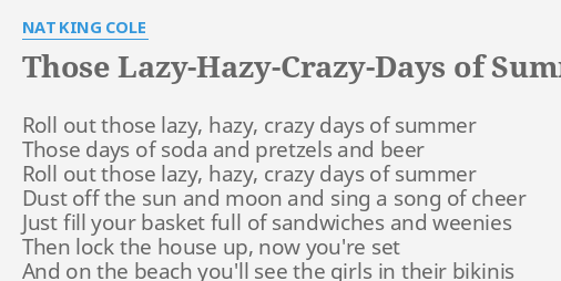 lazy crazy days of summer lyrics