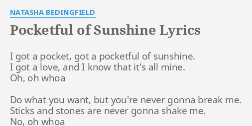 Pocketful of Sunshine (tradução) // Natasha Bedingfield 