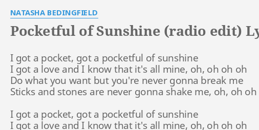 pocketful of sunshine sped up lyrics