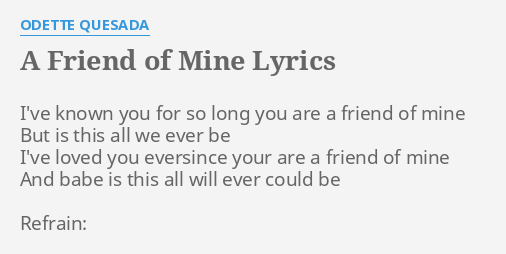 just a friend of mine lyrics