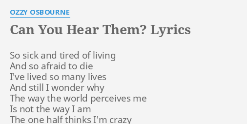 ozzy osbourne song so tired