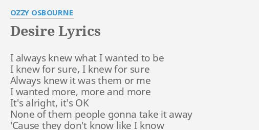 ozzy osbourne desire karaoke