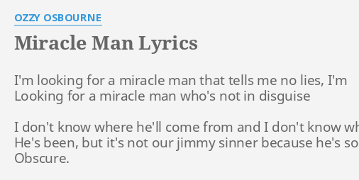 miracle man ozzy osbourne song lyrics