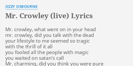 ozzy osbourne mr crowley lyrics