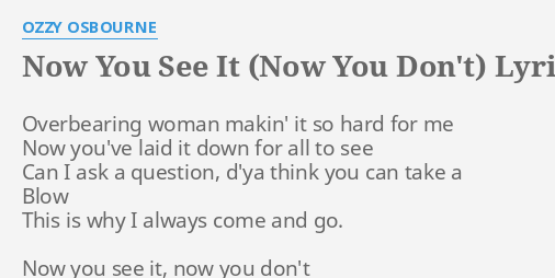 ozzy osbourne youre no different to me lyrics