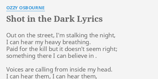 ozzy osbourne a shot in the dark lyrics