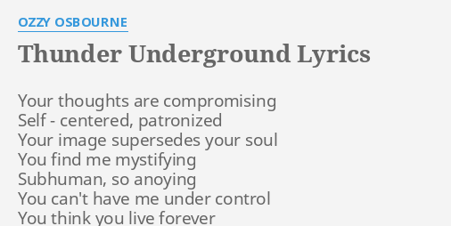 ozzy osbourne thunder underground