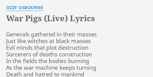 ozzy osbourne live war pigs