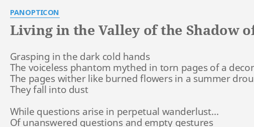 even in the valley of the shadow of death song lyrics