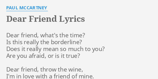 dear friend paul mccartney lyrics
