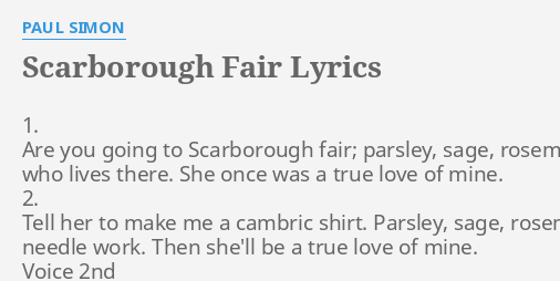 Scarborough Fair Lyrics By Paul Simon 1 Are You Going