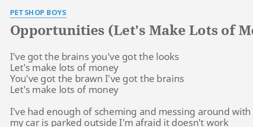 Let's make lots shop of money lyrics