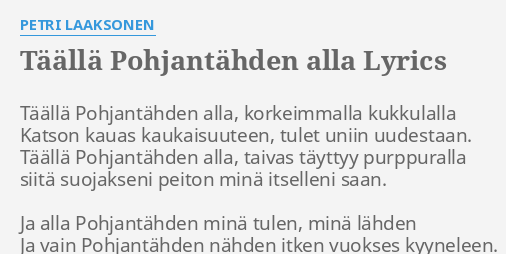 petri laaksonen täällä pohjantähden alla