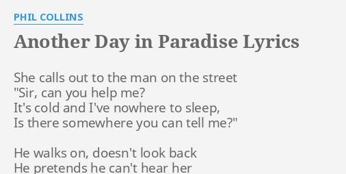 Another Day in Paradise (Tradução) - Phil Collins (Impressão