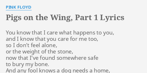 "PIGS ON THE WING, PART 1" LYRICS by PINK FLOYD: You know that I...