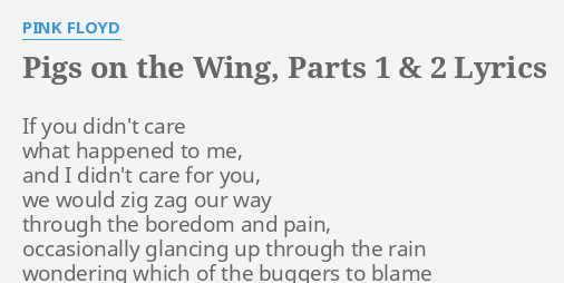 "PIGS ON THE WING, PARTS 1 & 2" LYRICS by PINK FLOYD: If you didn't care...