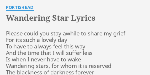 letra cancion portishead wandering star