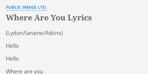 tell me 1 2 where are you lyrics